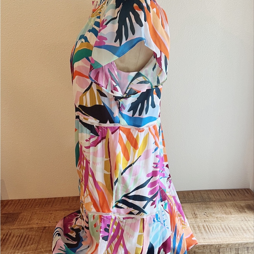 Marie Oliver Silk Frida Mini Dress Flutter Sleeve Tropical Print Multico… - Picture 9 of 12